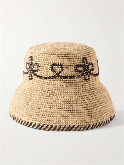 chloe raffia hat|CHLOÉ Whipstitched raffia bucket hat .